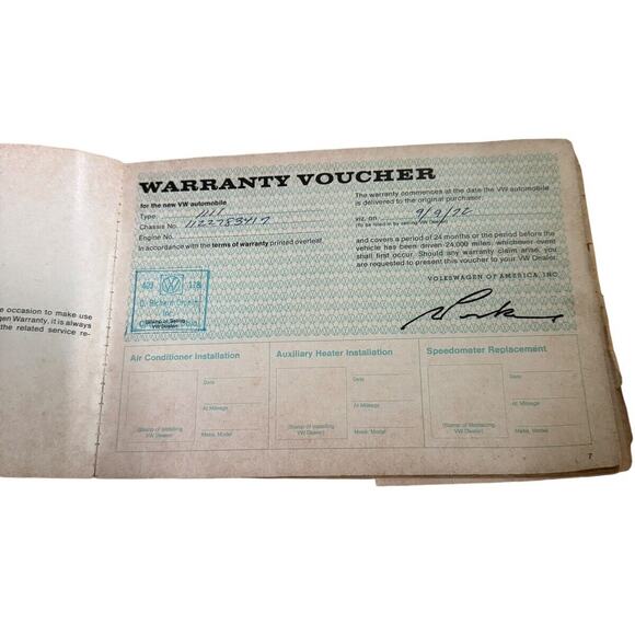 1972 Volkswagen VW Beetle Bug Sedan Convertible Owners Maintenance Manual READ - Picture 8 of 15